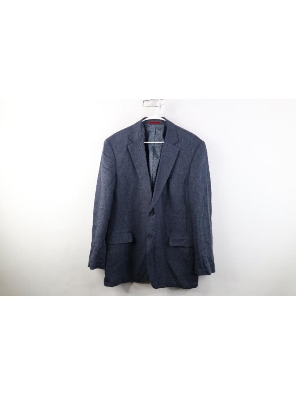 Alan Flusser Mens Large Linen Rayon Gabardine Herringbone Suit Blazer Jacket